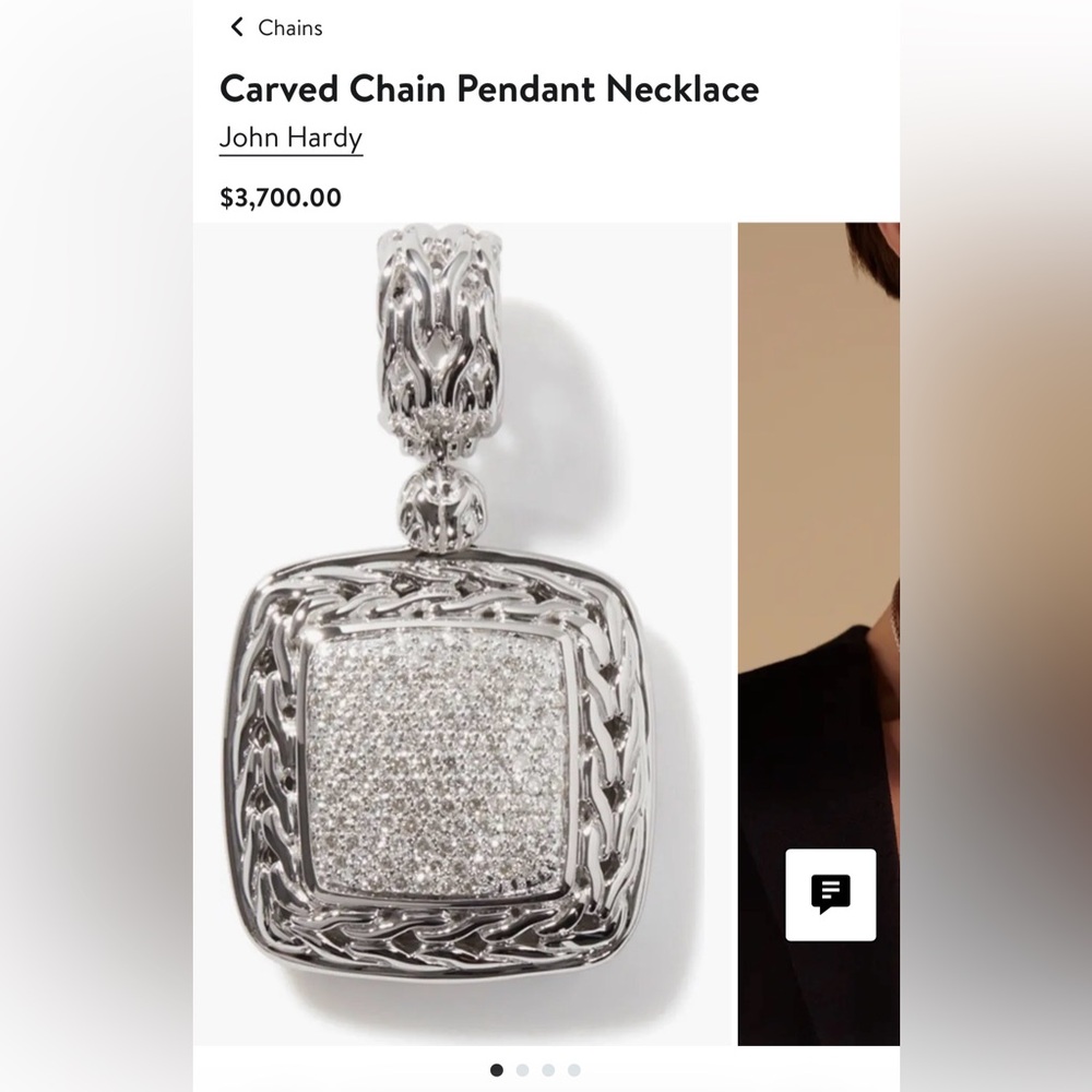 BRAND NEW JOHN HARDY LARGE DIAMOND PENDANT AND 6.5 mm signature chain available